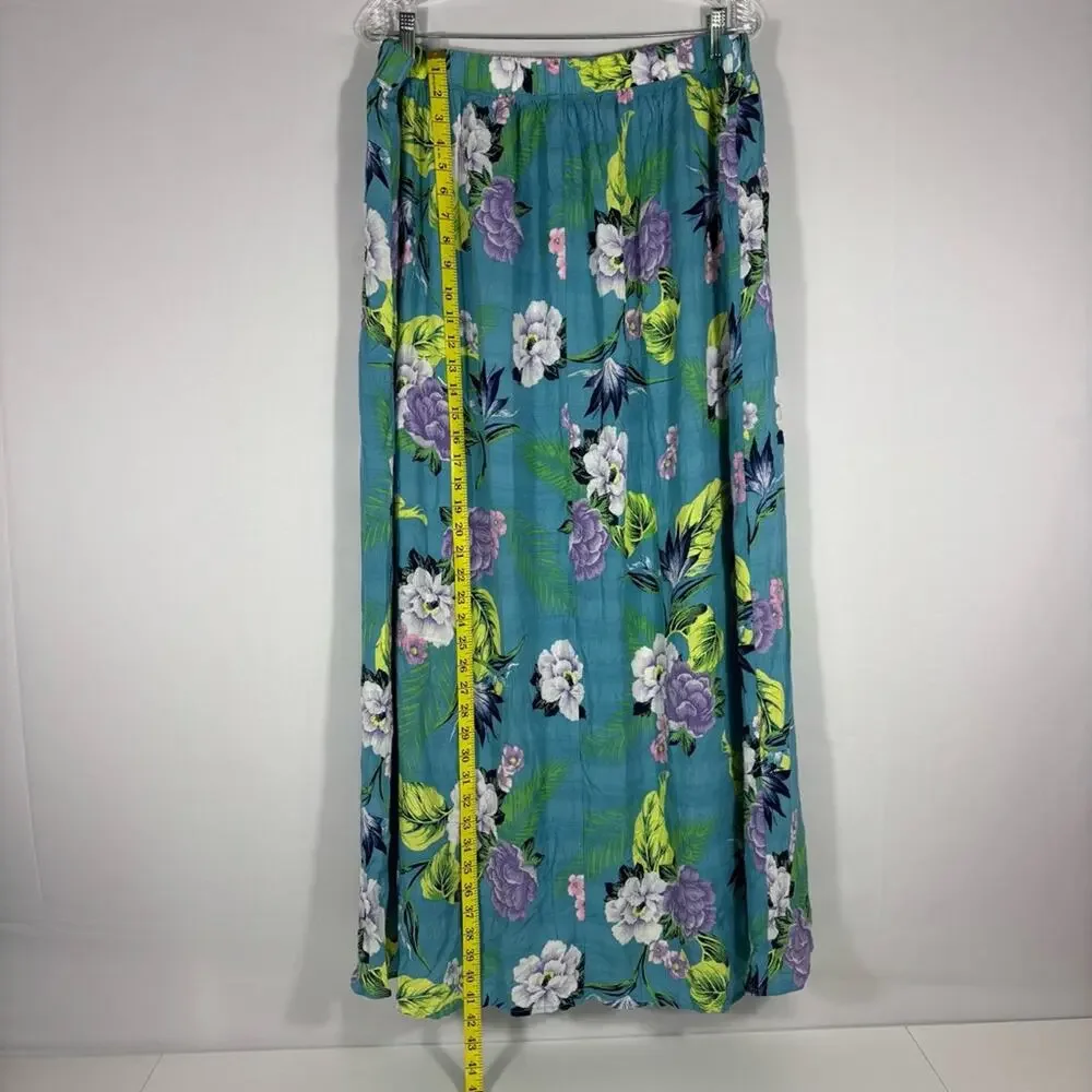 NWT Cacique Swim Floral Maxi Skirt in Blue and Green Size 18/20 J0184